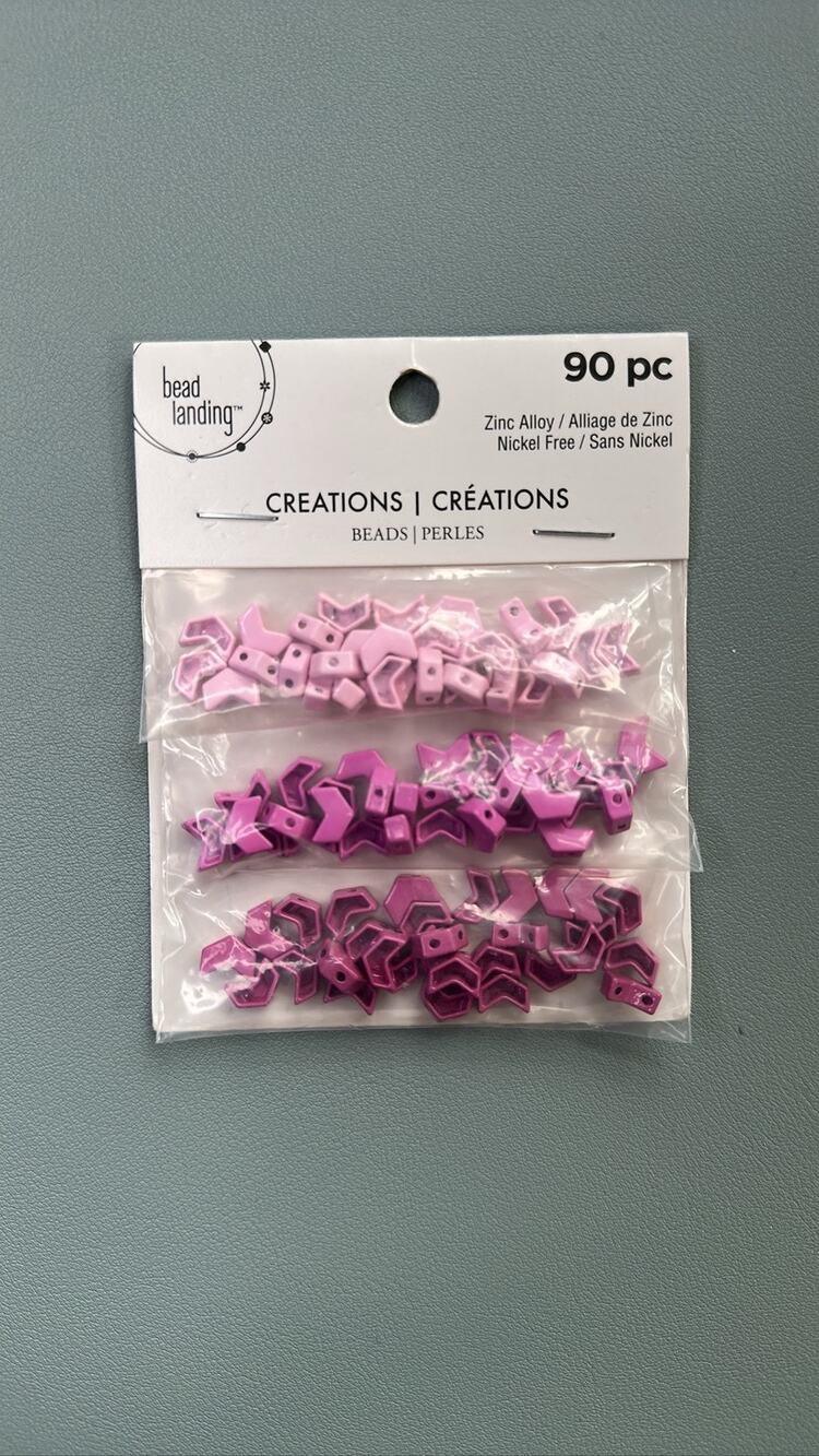Bead Landing Creations Chevron Beads 90 pc Zinc Alloy Pink Purple